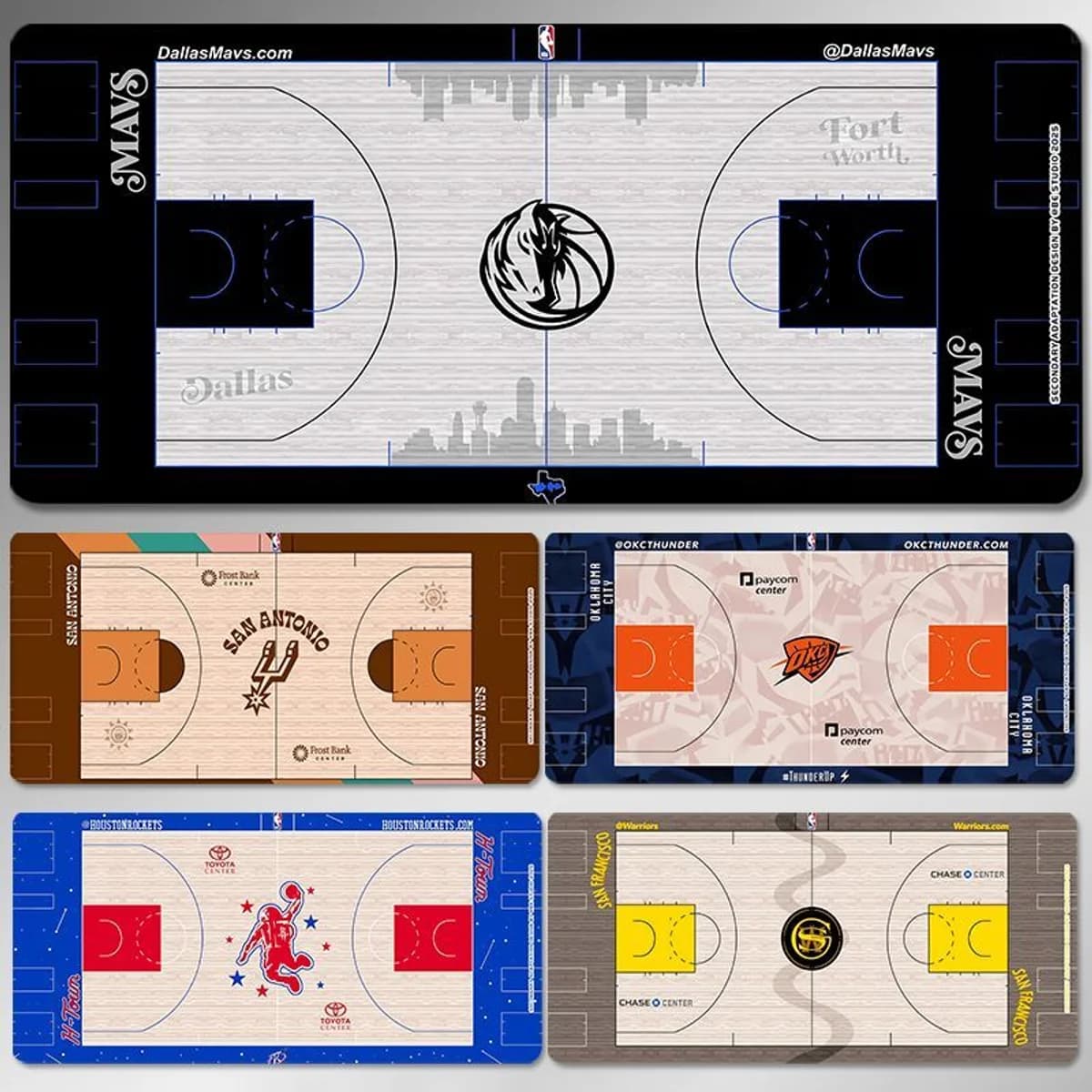 Игровой коврик для мыши и клавиатуры NBA (Дизайн площадок команд NBA)